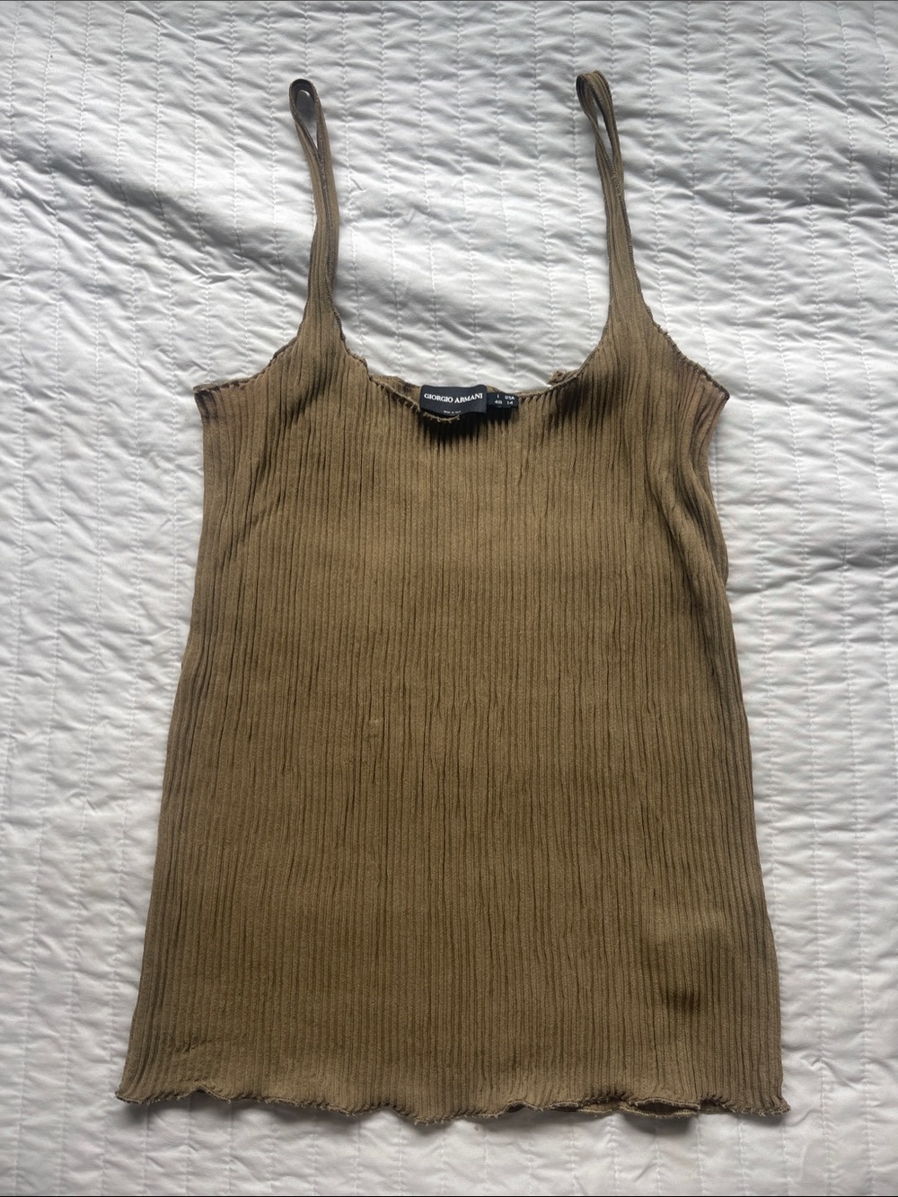 Giorgio Armani Olive Ribbed Camisole Tank